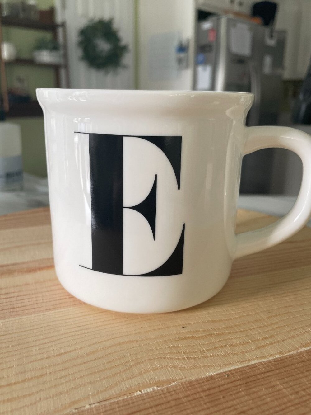 Pottery Barn White Ceramic Monogram Mug Letter E